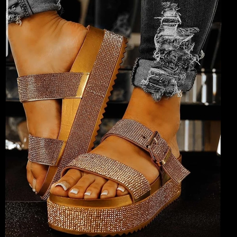 5,7 !! Bling blingRHINESTONE SANDAL-Rose Gold